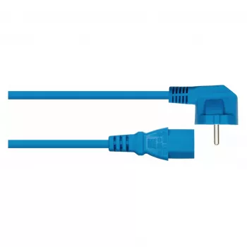 Kabelmeister tápkábel Schuko dugó Type E+F (90°-ban hajlított) IEC C13 csatlakozóra, kék, 1,0 m