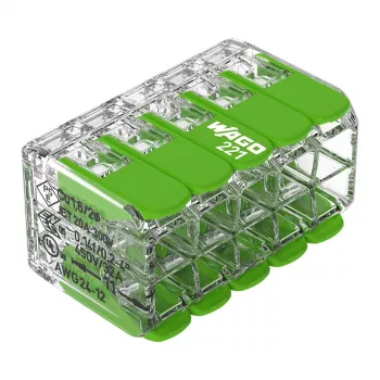 WAGO 221-430 COMPACT 2 eres csatlakozó, 0,2–4 mm², 15 darab, Green Range