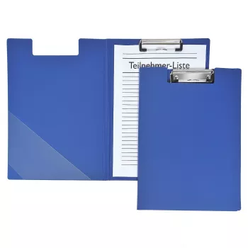 FolderSys A4 Clipboard Folder Blue Polypropylene PP Clamp Mechanism with Pen Holder