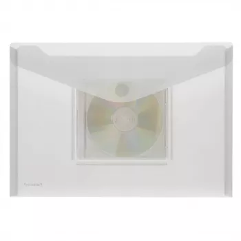 FolderSys A4 fekvő iratzseb CD/DVD-tok zsebbel, átlátszó, 10 darabos csomag