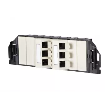 MetzConnect E-DAT subway 6x8(8) GB3 üres adatcsatlakozó egység - Cat6 - 6x RJ45 - gyöngyfehér - modulok nélkül (1309360601-E)