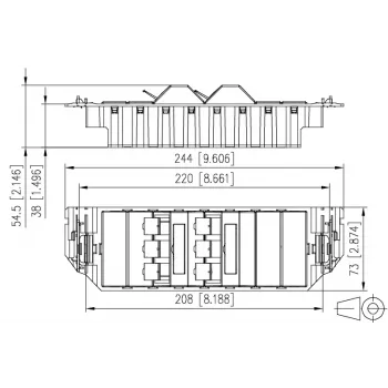 MetzConnect E-DAT subway 6x8(8) GB3 üres adatcsatlakozó egység - Cat6 - 6x RJ45 - gyöngyfehér - modulok nélkül (1309360601-E)