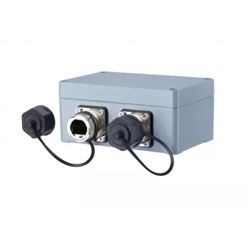 METZ CONNECT 1401010620ME ipari Ethernet csatlakozóaljzat, szürke, fém, IP67, 124x78x57 mm