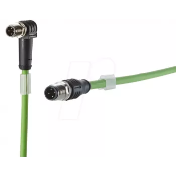 METZ CONNECT 142M1D19020 Cat5e M12 patch kábel, 2 m, zöld, D-kódolt, árnyékolt, PUR