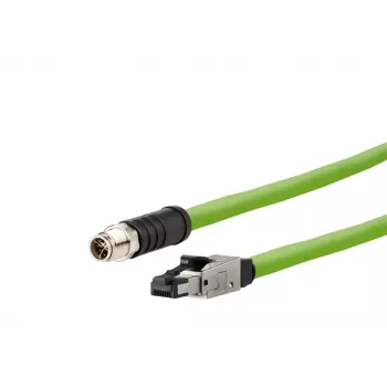 METZ CONNECT ipari Ethernet kábel M12 X-kódolt CAT 6a SF/UTP 10 m zöld PUR köpeny vontató láncra alkalmas (142M6X18100)