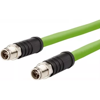 METZ CONNECT M12 X-kódolt patch kábel, SF/UTP CAT 6a, 2,0 m, zöld, halogénmentes, energialánc-alkalmas