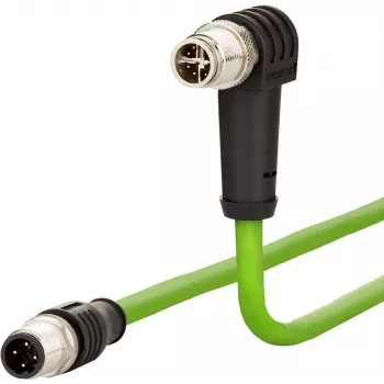 METZ CONNECT 142M2X1B050 M12 Cat6a hálózati kábel, 8 pólusú egyenes - szögletes, 5 m, S/FTP, zöld