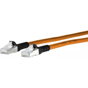 METZ CONNECT patchkábel RJ-45 (M) - RJ-45 (M) 50 cm S/FTP CAT 6a halogénmentes narancssárga fekete