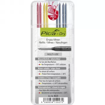 Pica DRY Refills Basis – grafit, piros és sárga betét (10-es csomag) Pica-Dry Longlife nyomógombos ceruzához
