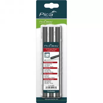 PICA BIG DRY Refills Carpenter 2H – 12 betét, téglalap alakú 2x5 mm, 150 mm, fekete grafit