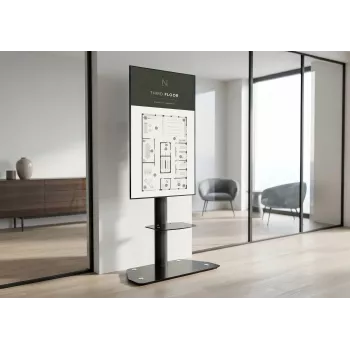 celexon Professional Adjust-3270MP Portrait mobil kijelzőállvány kocsi 32-70 inch képernyőkhöz, eloxált alumínium, tejüveg, fekete