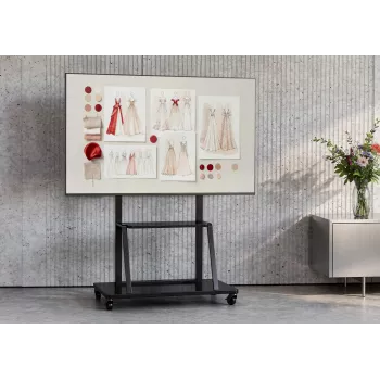 Celexon Economy 55110MP mobil TV-állvány lapos képernyőkhöz, lakkozott acél, matt fekete, képernyőméret 139,7-279,4 cm (55-110 inch)