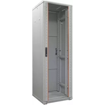 IT-BUDGET 19 inch hálózati szekrény SRK - 38U - 600x600 mm - üvegajtó - előszerelt - világosszürke (RAL 7035)