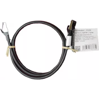 IT-BUDGET Full Copper Premium patchkábel - Flex AWG 26 - Cat.8.1 - 2000 MHz - halogénmentes - PoE+ - 40 Gbit - fekete - 1,5 m