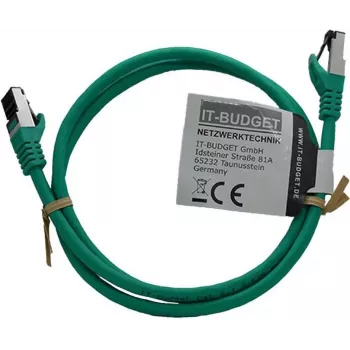 IT-BUDGET Full Copper Premium patchkábel - Flex AWG 26 - Cat.8.1 - 2000 MHz - halogénmentes - PoE+ - 40 Gbit - zöld - 1,5 m