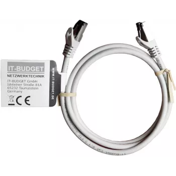 IT-BUDGET Full Copper Premium patchkábel - Flex AWG 26 - Cat.8.1 - 2000 MHz - halogénmentes - PoE+ - 40 Gbit - szürke - 1 m