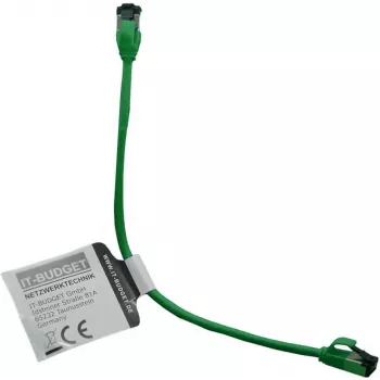 IT-BUDGET Full Copper Premium patchkábel - Slim AWG 28 - Cat.8.1 - 2000 MHz - halogénmentes - PoE+ - 40 Gbit - zöld - 0,25 m