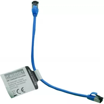 IT-BUDGET Full Copper Premium patchkábel - Slim AWG 28 - Cat.8.1 - 2000 MHz - halogénmentes - PoE+ - 40 Gbit - kék - 0,15 m
