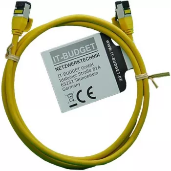 IT-BUDGET Full Copper Premium patchkábel - Slim AWG 28 - Cat.8.1 - 2000 MHz - halogénmentes - PoE+ - 40 Gbit - sárga - 1,5 m