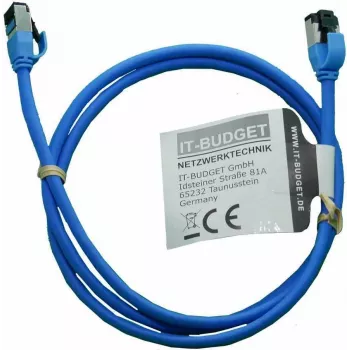 IT-BUDGET Full Copper Premium patchkábel - Slim AWG 28 - Cat.8.1 - 2000 MHz - halogénmentes - PoE+ - 40 Gbit - kék - 1 m