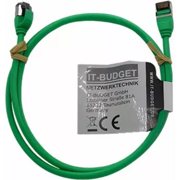 IT-BUDGET Full Copper Premium patchkábel - Slim AWG 28 - Cat.8.1 - 2000 MHz - halogénmentes - PoE+ - 40 Gbit - zöld - 1 m