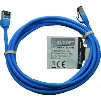 IT-BUDGET Full Copper Premium patchkábel - Slim AWG 28 - Cat.8.1 - 2000 MHz - halogénmentes - PoE+ - 40 Gbit - kék - 3 m