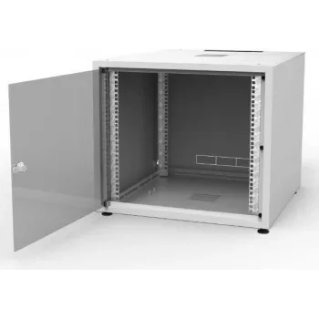 IT-BUDGET 19 inch hálózati szekrény SJB - 10U - 600x600 mm - üvegajtó - hátfal - világosszürke (W-3987-01-01-011-BBL)