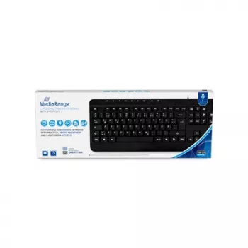 MediaRange vezetékes multimédiás billentyűzet, QWERTY (DE), fekete (MROS102-GR)