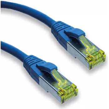 IT-BUDGET Full Copper prémium patch kábel - Super Flex TPE - Cat.6A - Cat.7 nyers kábellel - 600 MHz - halogénmentes - PoE+ - 10 GBit - kék - 1 m