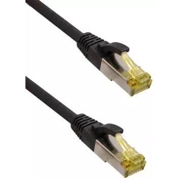 IT-BUDGET Full Copper prémium patch kábel - Super Flex TPE - Cat.6A - Cat.7 nyers kábellel - 600 MHz - halogénmentes - PoE+ - 10 GBit - fekete - 1,5 m