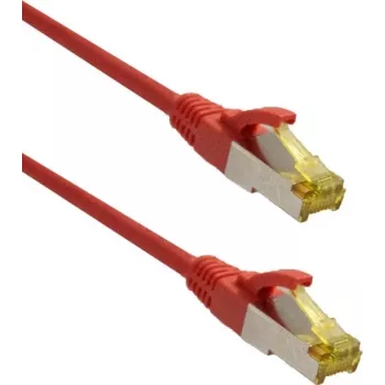 IT-BUDGET prémium patch kábel Super Flex TPE Cat.6A Cat.7 nyers kábellel 600 MHz halogénmentes PoE+ 10 Gigabit piros 3 m