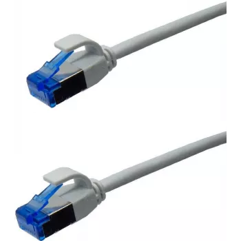IT-BUDGET Full Copper prémium patch kábel - Slim AWG 28 - Cat.6A - 500 MHz - halogénmentes - PoE++ - 10 Gbit - szürke - 1,5 m