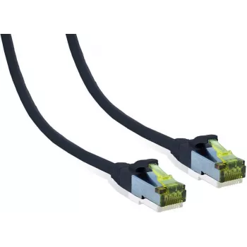 IT-BUDGET Full Copper Premium patchkábel - Cat.6A Cat.7 nyers kábellel - 600 MHz - halogénmentes - PoE+ - 10Gbit - fekete - 0,5 m