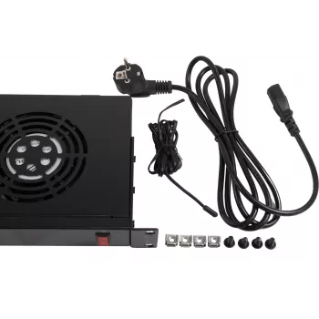 Rockstable 1U 19 inch szellőzőelem - ventilátor - fekete - acél - 2 ventilátor - 12 cm - 330 m³/h (RS19-FT1U2TM)