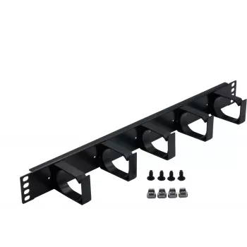 Rockstable 1U 19 inch 5 portos kábelkezelő panel - fekete - 483 mm - 74 mm (RS19-03)