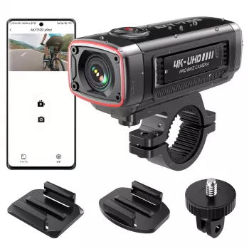 AKEEYO AKY-710S 4K Motorcycle Dash Camera Dual-Channel with GPS, Wi-Fi, IP67 Waterproof - Black