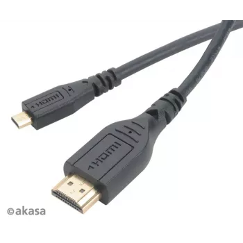 Akasa 1,5 m High Speed HDMI Ethernet-kábel - HDMI Type-A - Micro HDMI - 4K - fekete