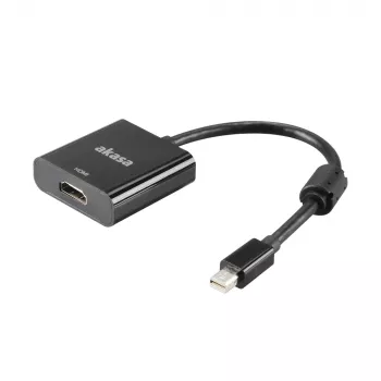 Akasa Mini DisplayPort dugó - HDMI aljzat videóadapter - 4K@30Hz, fekete