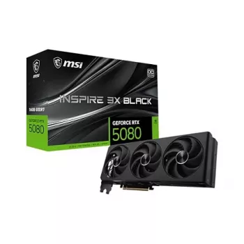 MSI GeForce RTX 5080 16G INSPIRE 3X OC videokártya, 16GB GDDR7, három ventilátor, fekete
