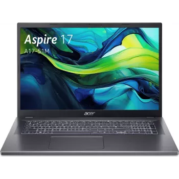 Acer Aspire 17 A17-51M laptop - Intel Core 5 120U 1,4 GHz - 16 GB DDR5 RAM - 1 024 TB NVMe SSD - 17,3 inch Full HD LED - Windows 11 Pro - Intel Graphics - Wi-Fi 6E - Bluetooth 5.3 - ezüst/fekete