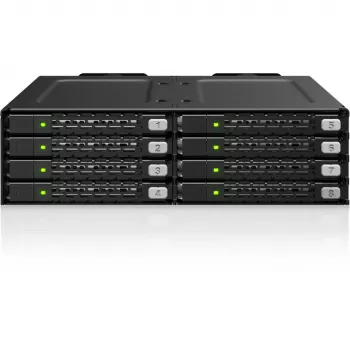 ICY DOCK ToughArmor MB998V4P-B 8-Bay U.2/U.3 NVMe SSD PCIe 4.0 Mobile Rack ház 5.25 inch rekeszhez (4 x SlimSAS 8i SFF-8654)