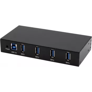 EXSYS EX-11234HMS-2 4 portos USB 3.2 Gen 1 hub, DIN-sín és falra szerelés, VIA VL817_Q7S chipset