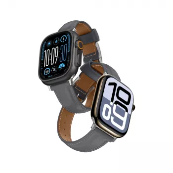 AMAZINGTHING Class Band bőr szíj Apple Watch 45/46/49 mm-hez - szürke