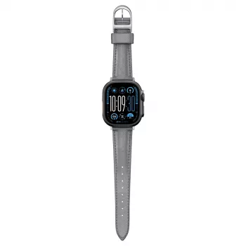 AMAZINGTHING Class Band bőr szíj Apple Watch 45/46/49 mm-hez - szürke