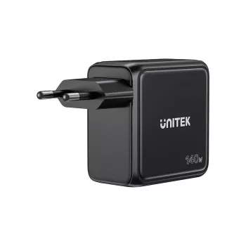 UNITEK GaN töltő kijelzővel 140W 3xUSB-C 1xUSB-A PD3.0 QC4.0 fekete