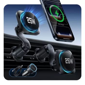 ESR Omnilock CryoBoost Magnetic MagSafe szellőzős autós tartó vezeték nélküli töltő 25W Qi2.2 fekete