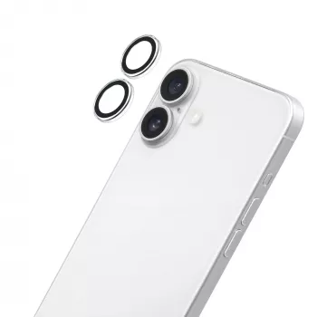 LAUT Ring kameraobjektív-védő Apple iPhone 16 / 16 Plus készülékhez – prémium keményüveg, 9H keménység, átlátszó fekete gyűrűvel