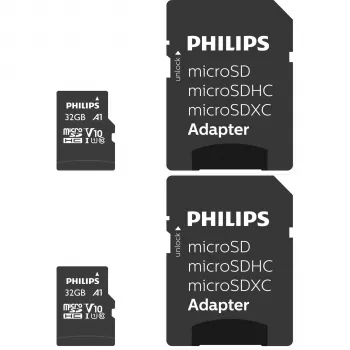 Philips MicroSDHC 2 csomag 32GB Class 10 UHS-I U1 adapterrel