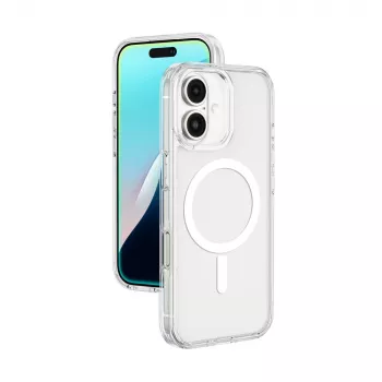 AMAZINGTHING Minimal Mag tok szilikon tok mágnesgyűrűvel iPhone 16 készülékhez - átlátszó