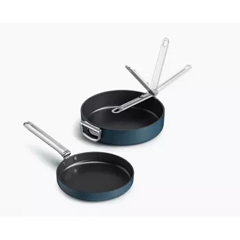 Joseph Joseph Space Fold Handle Ceramic Non-Stick 2 részes kék serpenyőkészlet